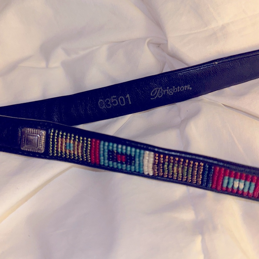 Brighton silver buckle beaded leather belt - Picture 6 of 8